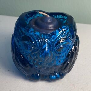 Vintage Cobalt Blue Owl Votive Candle Holder